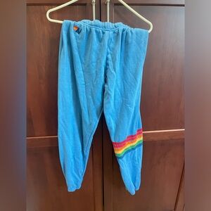 Aviator Nation 5 Stripe Sweatpants Ocean Blue - Size Medium